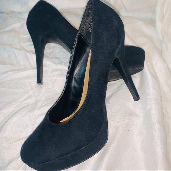 Lauren Conrad dark navy blue suede shoe high pumps - Picture 3 of 4